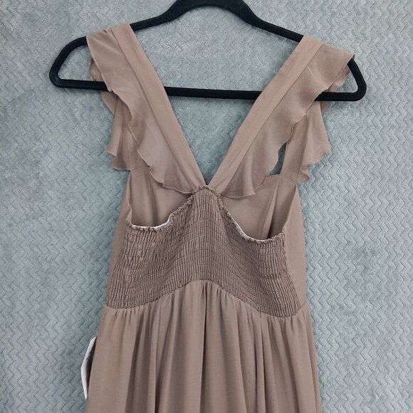NEW SHOW ME YOUR MUMU June Maxi Dress Small Dune Chiffon Ruffle Straps Bridesmai - Picture 5 of 10
